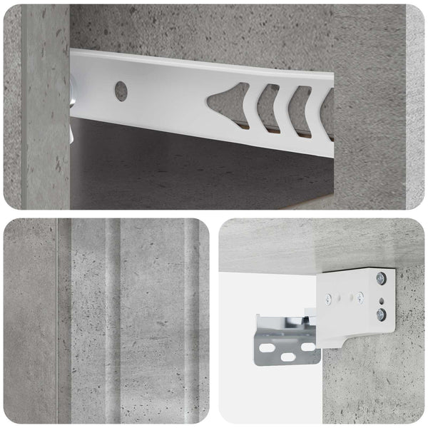 vidaXL Chevet mural 2 pcs Gris béton 33 x 34,5 x 24 cm