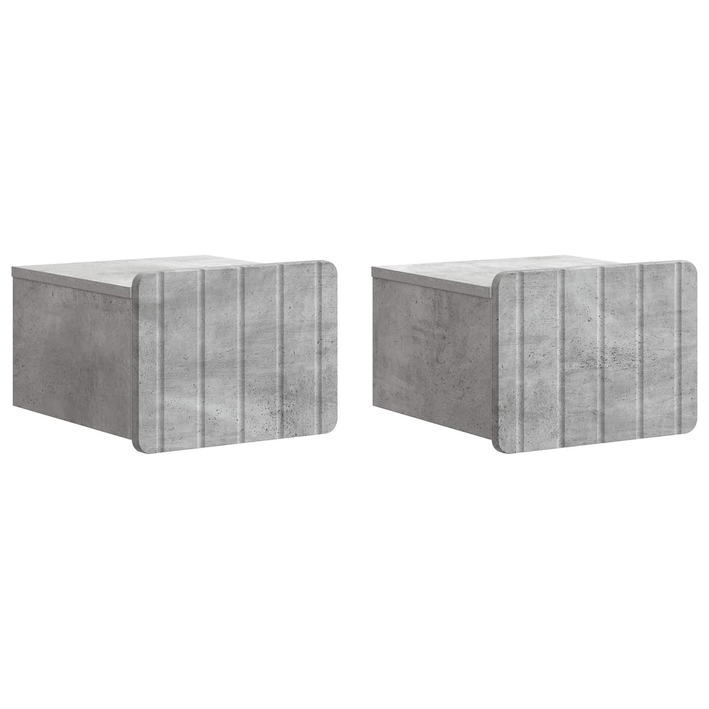 vidaXL Wall-Mounted Nightstand 2 pcs Concrete Gray 33 x 34.5 x 24 cm