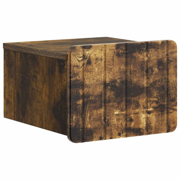 vidaXL Table de chevet murale Chêne fumé 33 x 34,5 x 24 cm