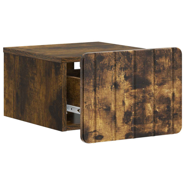 vidaXL Table de chevet murale Chêne fumé 33 x 34,5 x 24 cm