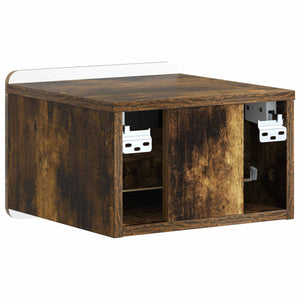 vidaXL Table de chevet murale Chêne fumé 33 x 34,5 x 24 cm