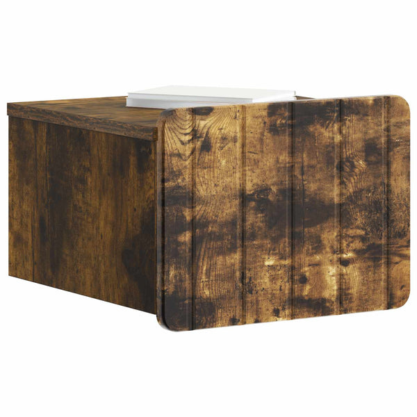 vidaXL Table de chevet murale Chêne fumé 33 x 34,5 x 24 cm
