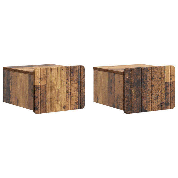Wand-Nachttisch Altholz, 2er-Set