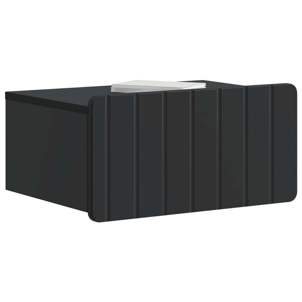 vidaXL Wall-Mounted Bedside Table Black 49 x 34.5 x 24 cm