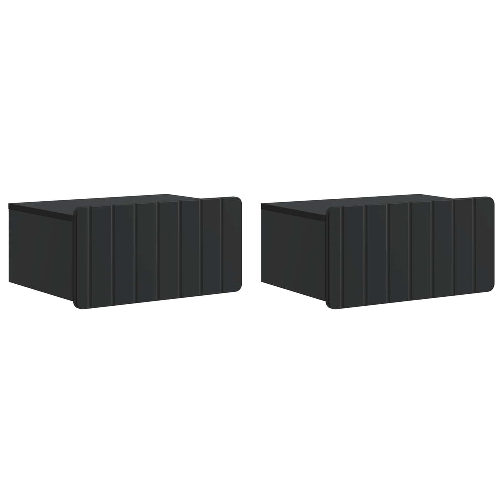 Wand-Nachttisch, 2er-Set, Schwarz