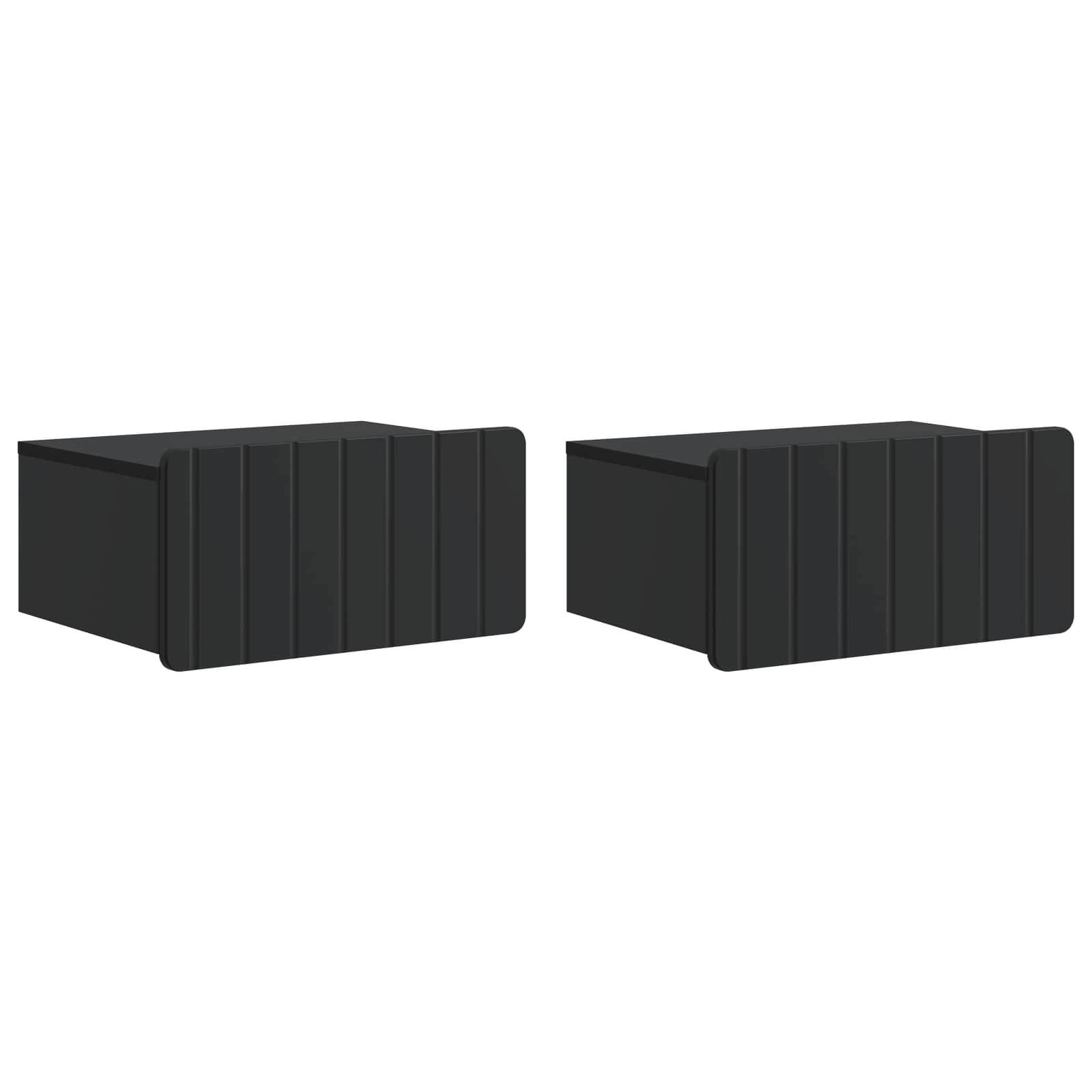 Wand-Nachttisch, 2er-Set, Schwarz