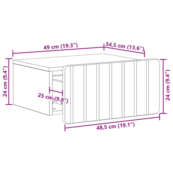 Wand-Nachttisch, 2er-Set, Schwarz