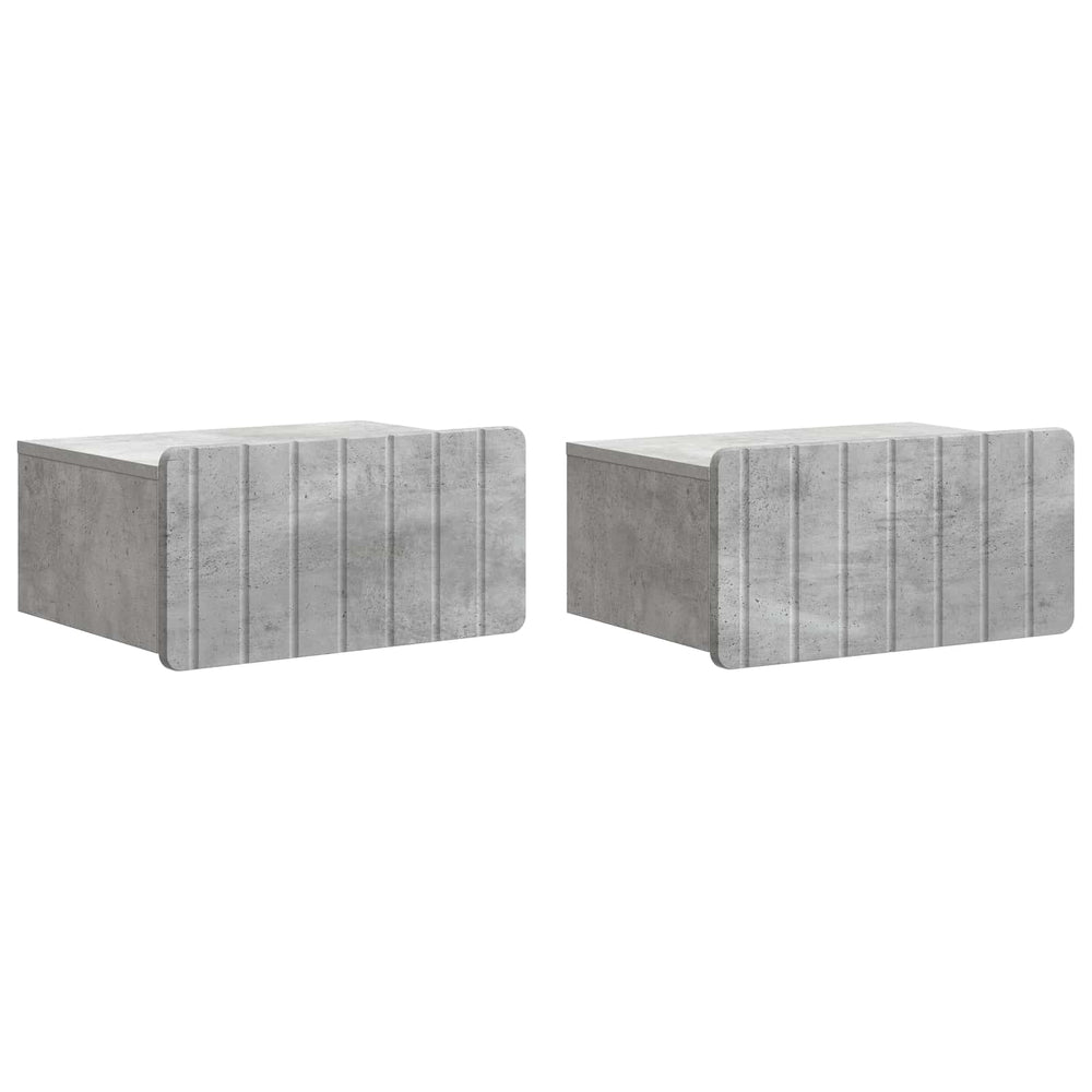 Wandmontierter Nachttisch, Betongrau, 2er-Set