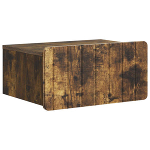 vidaXL Table de chevet murale chêne fumé 49 x 34,5 x 24 cm