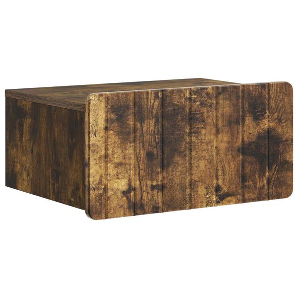 vidaXL Table de chevet murale chêne fumé 49 x 34,5 x 24 cm