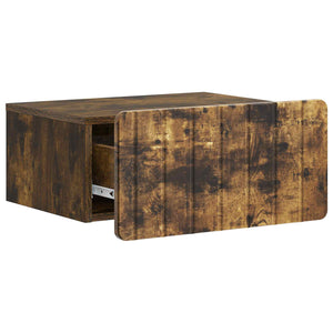 vidaXL Table de chevet murale chêne fumé 49 x 34,5 x 24 cm