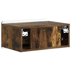 vidaXL Table de chevet murale chêne fumé 49 x 34,5 x 24 cm