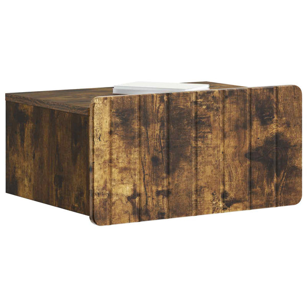 vidaXL Table de chevet murale chêne fumé 49 x 34,5 x 24 cm