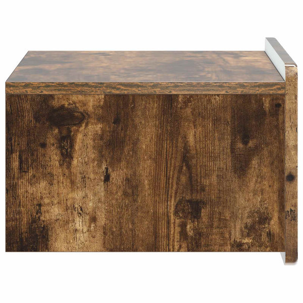 vidaXL Table de chevet murale chêne fumé 49 x 34,5 x 24 cm