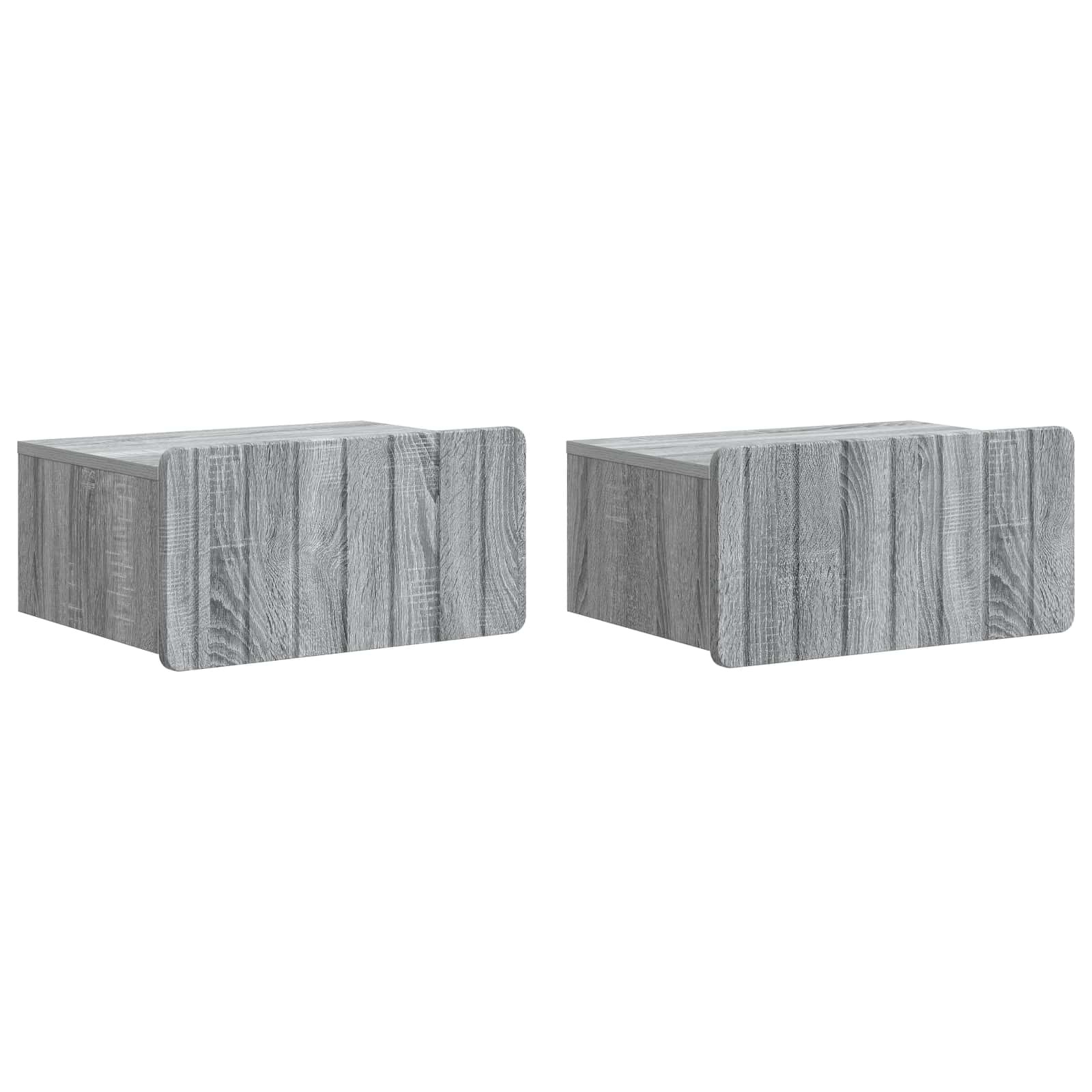 Wand-Nachttisch Set, Grau Sonoma, 2er