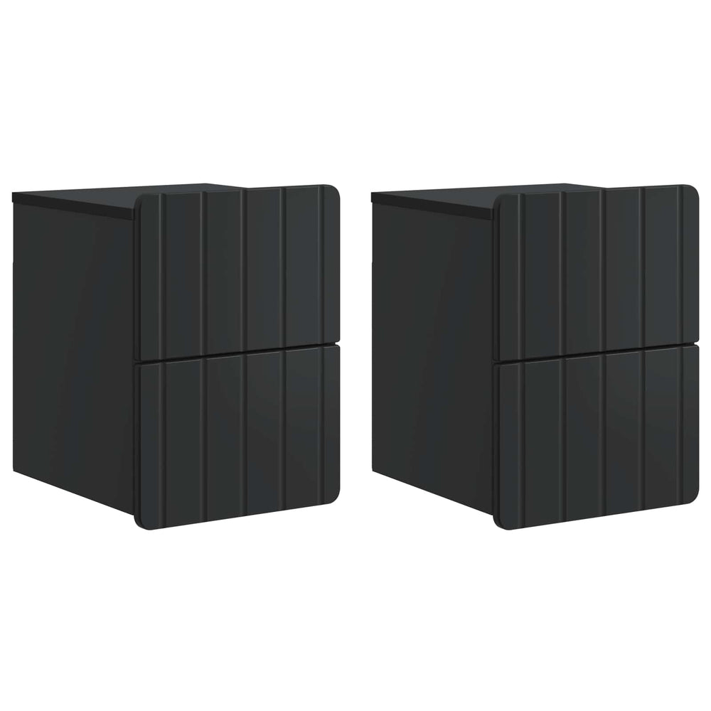Wandmontierter Nachttisch Schwarz, 2er-Set