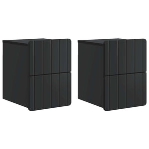Wandmontierter Nachttisch Schwarz, 2er-Set