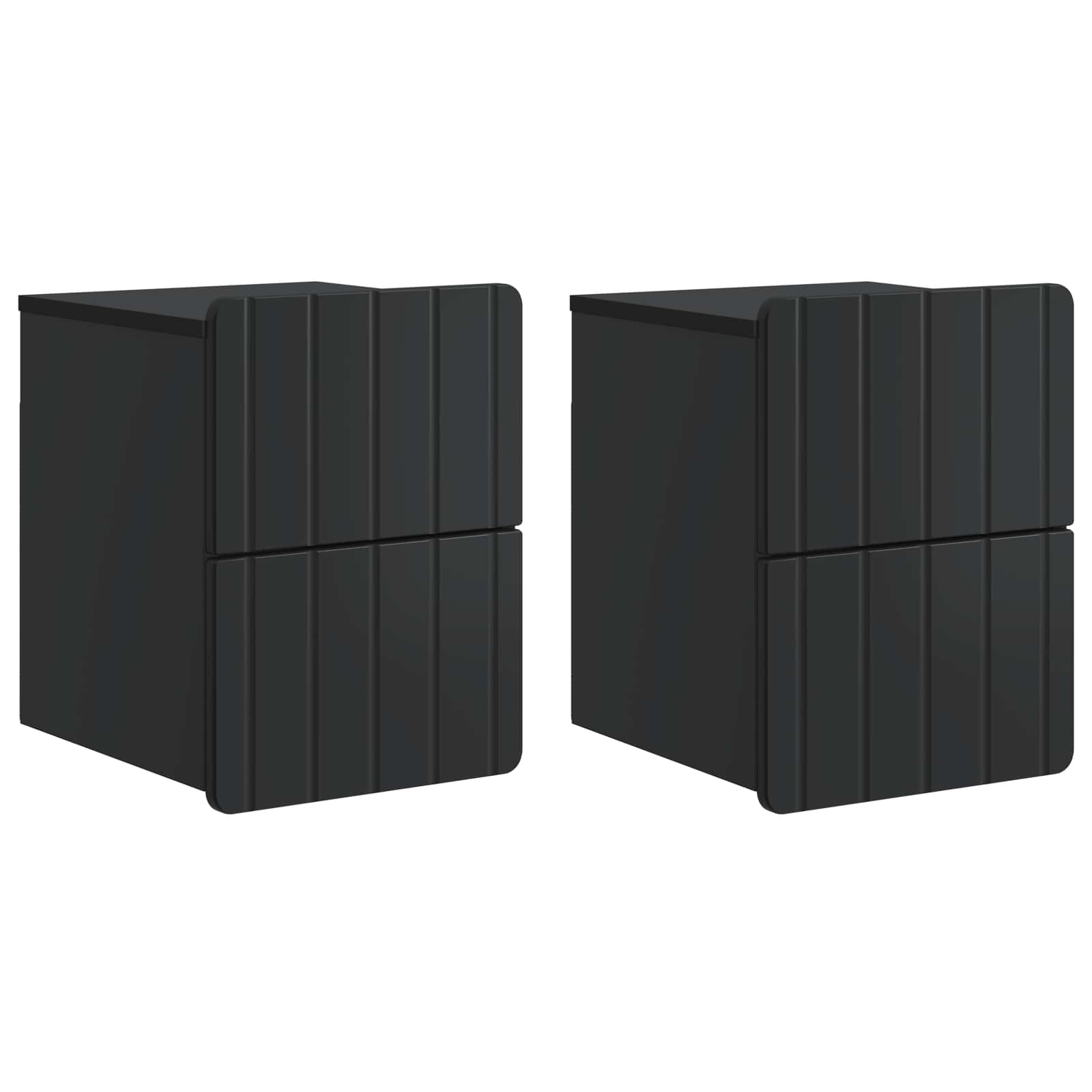 Wandmontierter Nachttisch Schwarz, 2er-Set