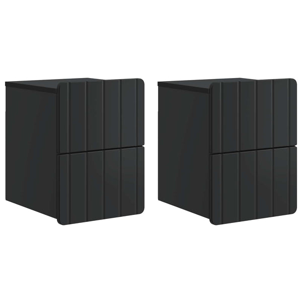 Wandmontierter Nachttisch Schwarz, 2er-Set