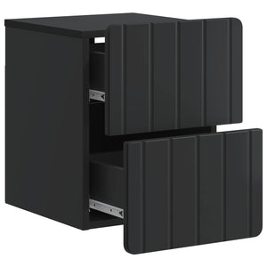 Wandmontierter Nachttisch Schwarz, 2er-Set