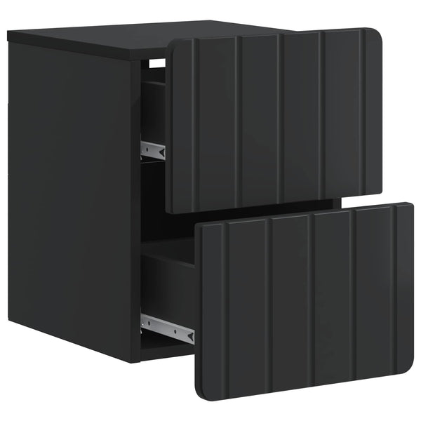 Wandmontierter Nachttisch Schwarz, 2er-Set