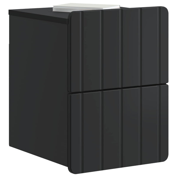 Wandmontierter Nachttisch Schwarz, 2er-Set