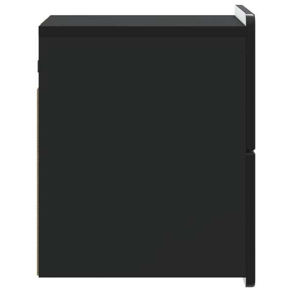 Wandmontierter Nachttisch Schwarz, 2er-Set