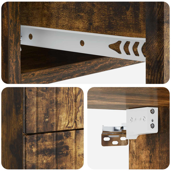 vidaXL Table de chevet murale Chêne fumé 33 x 34,5 x 43 cm