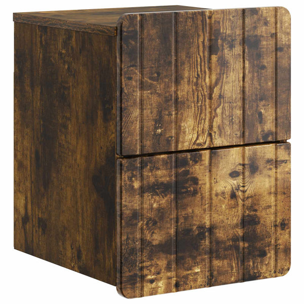 vidaXL Table de chevet murale Chêne fumé 33 x 34,5 x 43 cm