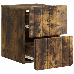vidaXL Table de chevet murale Chêne fumé 33 x 34,5 x 43 cm