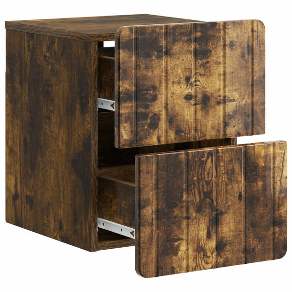vidaXL Table de chevet murale Chêne fumé 33 x 34,5 x 43 cm