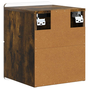 vidaXL Table de chevet murale Chêne fumé 33 x 34,5 x 43 cm