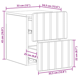 vidaXL Table de chevet murale Chêne fumé 33 x 34,5 x 43 cm