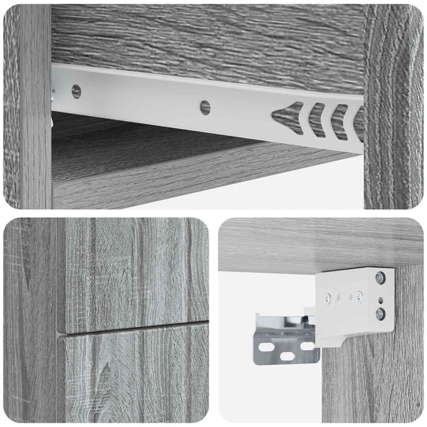 Wand-Nachttisch Grau Sonoma 2er-Set