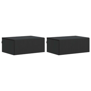 Wandmontierter Nachttisch Schwarz, 2er-Set