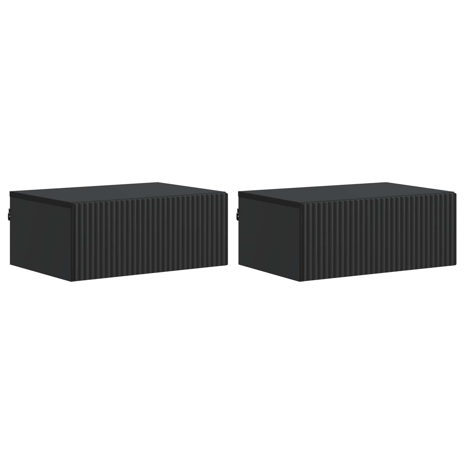 Wandmontierter Nachttisch Schwarz, 2er-Set