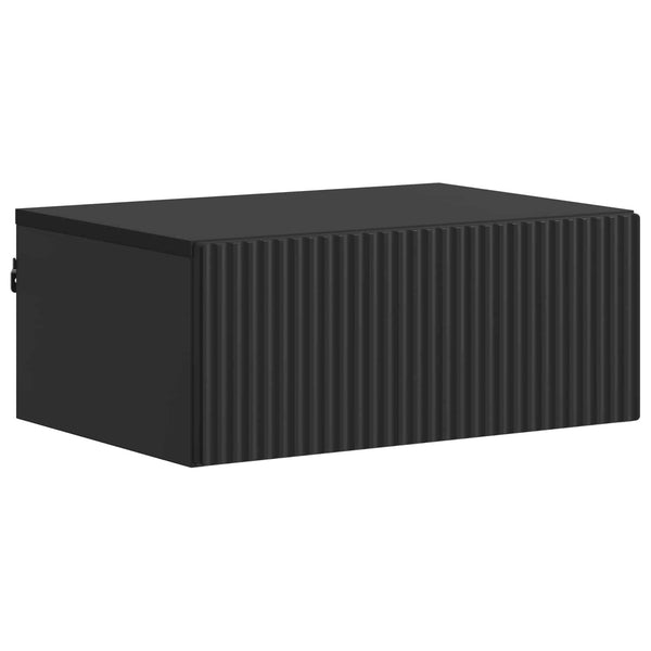 Wandmontierter Nachttisch Schwarz, 2er-Set