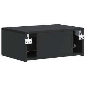 Wandmontierter Nachttisch Schwarz, 2er-Set