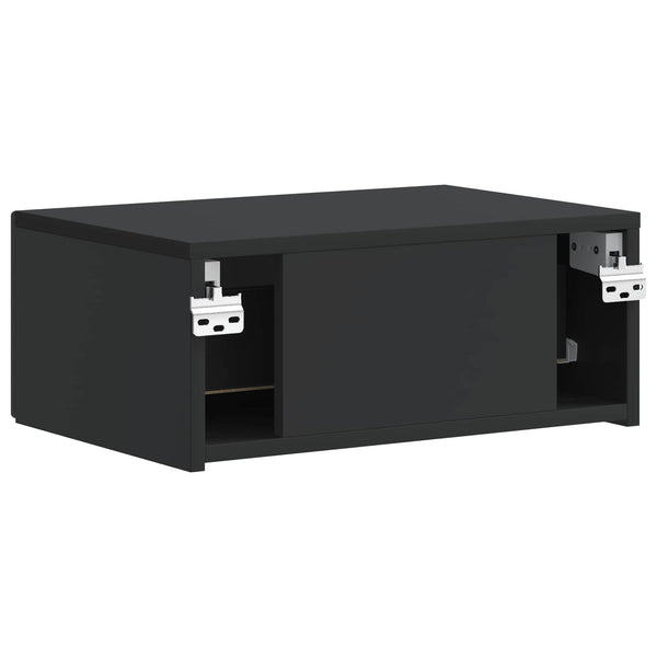Wandmontierter Nachttisch Schwarz, 2er-Set
