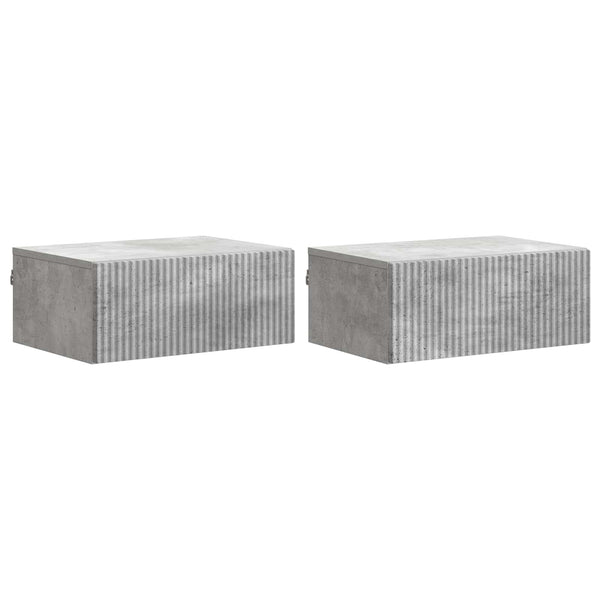 Wandmontierter Nachttisch, 2er-Set, Betongrau