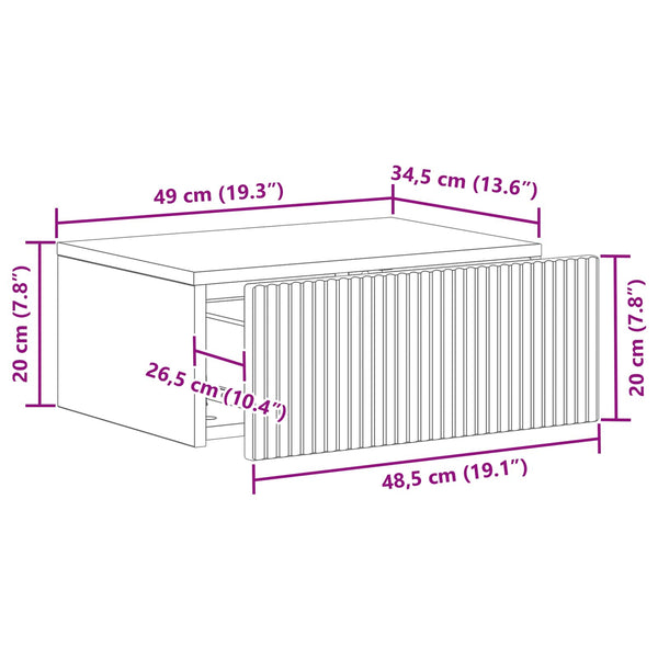 Wandmontierter Nachttisch, 2er-Set, Betongrau