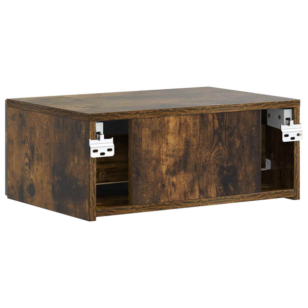 vidaXL Table de chevet murale Chêne fumé 49 x 34,5 x 20 cm