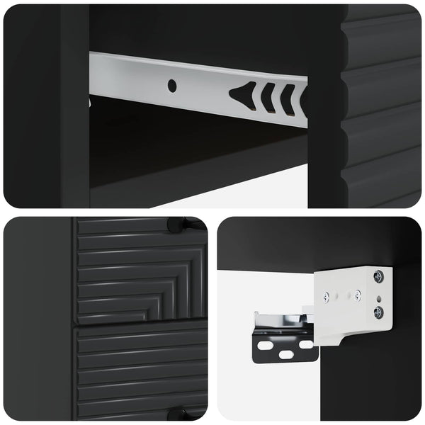Wandmontierter Nachttisch, 2er-Set, Schwarz