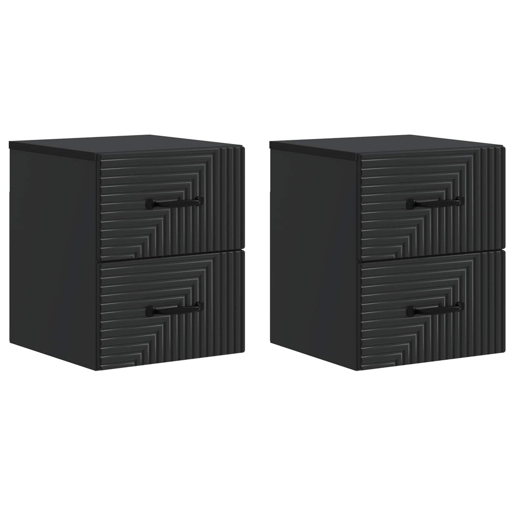 Wandmontierter Nachttisch, 2er-Set, Schwarz