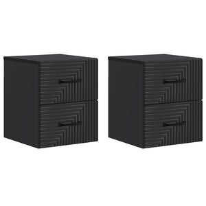 Wandmontierter Nachttisch, 2er-Set, Schwarz