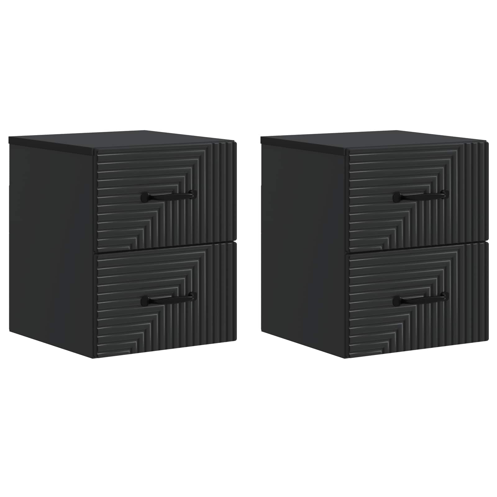 Wandmontierter Nachttisch, 2er-Set, Schwarz