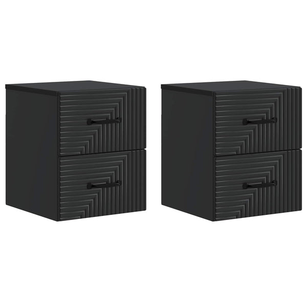 Wandmontierter Nachttisch, 2er-Set, Schwarz
