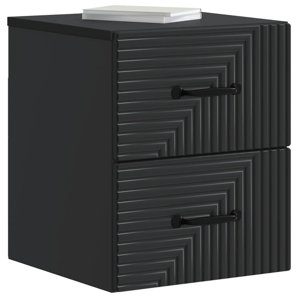 Wandmontierter Nachttisch, 2er-Set, Schwarz