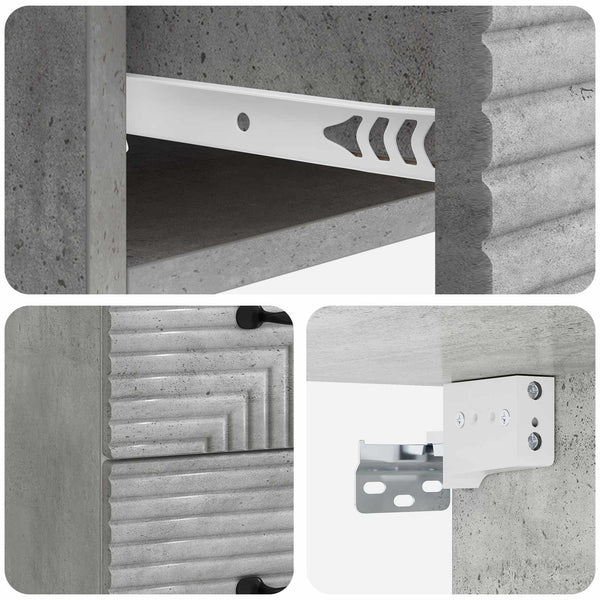 Wandmontierter Nachttisch, Betongrau, 2er-Set