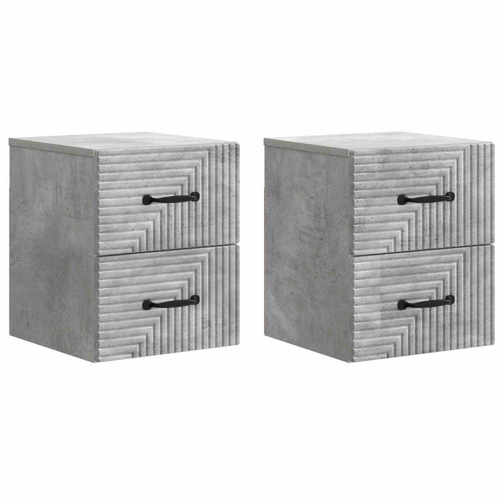 Wandmontierter Nachttisch, Betongrau, 2er-Set